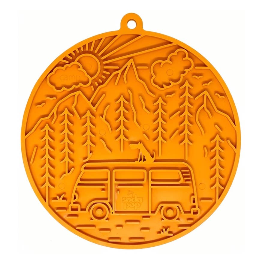 Camp eMat — tapis à lécher orange · SodaPup — Précommande Noël