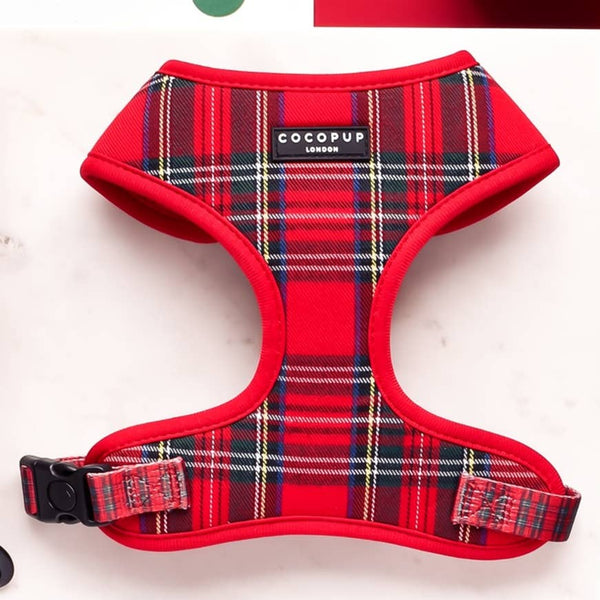 Harnais Tartan rouge et noir · Cocopup London — Précommande Noël