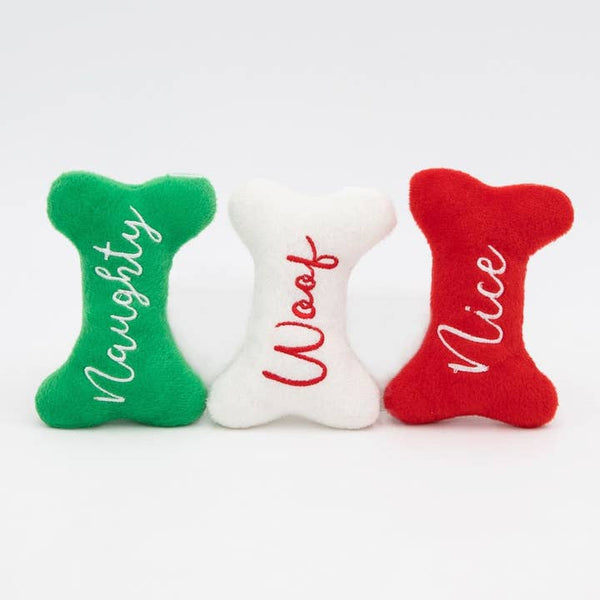 Holiday Miniz - Naughty and Nice Bones (3-pack) · ZippyPaws — Précommande Noël