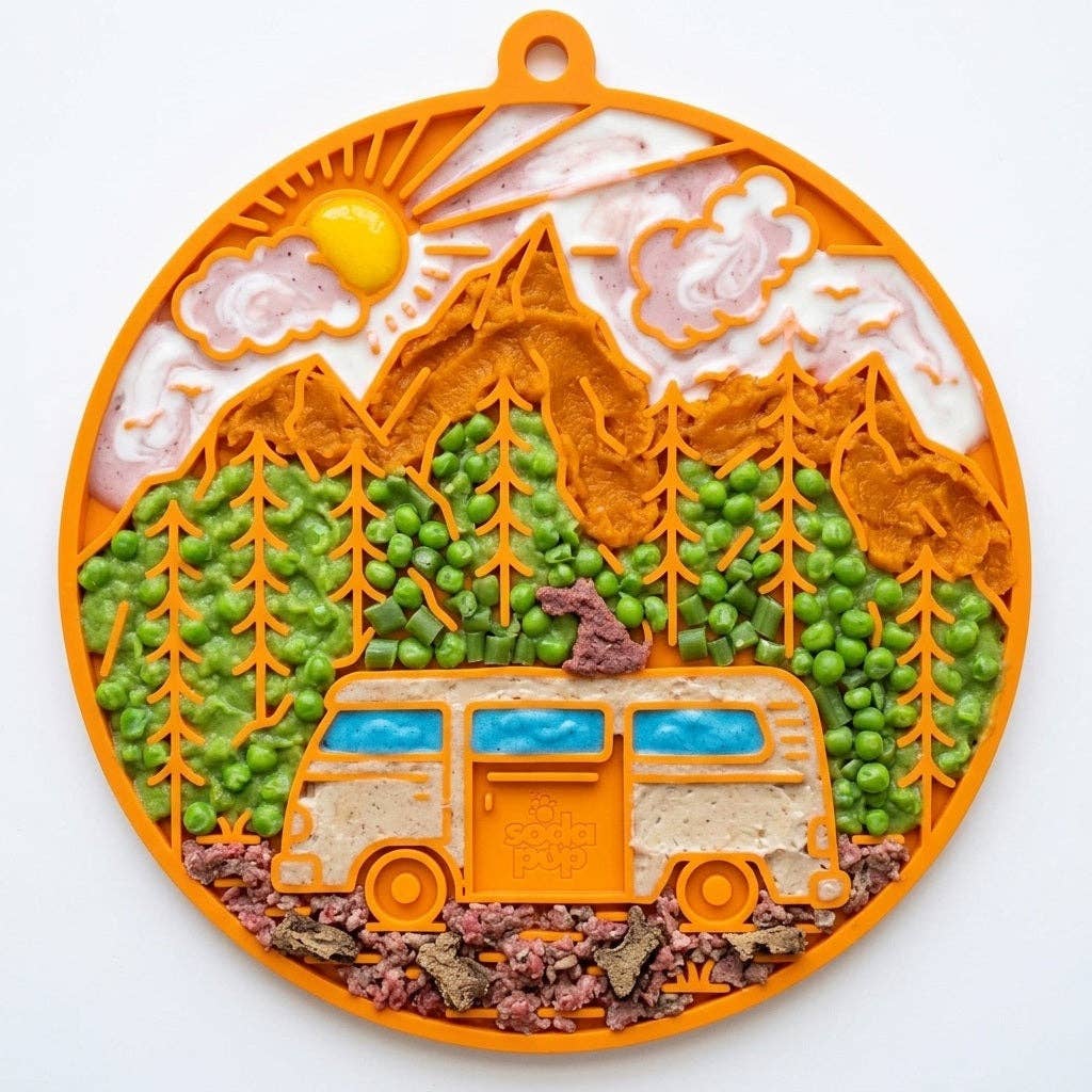 Camp eMat — tapis à lécher orange · SodaPup — Précommande Noël