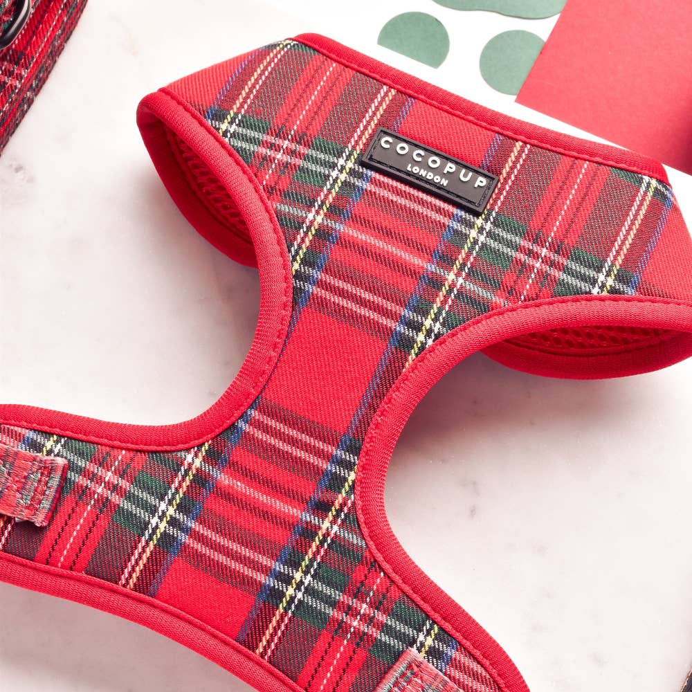 Harnais Tartan rouge et noir · Cocopup London — Précommande Noël