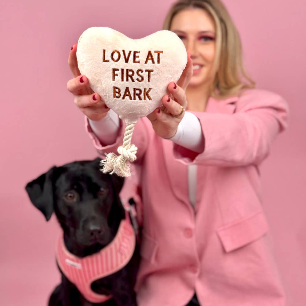 Love at First Bark — cœur en peluche · Cocopup London — Précommande Noël
