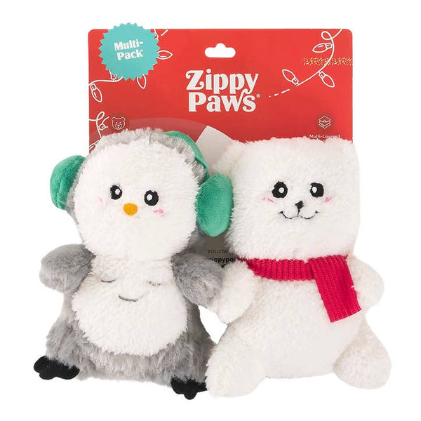 Pack de 2 Cheeky Chumz Jr festif - Chouette des neiges, Ours polaire · ZippyPaws — Précommande Noël