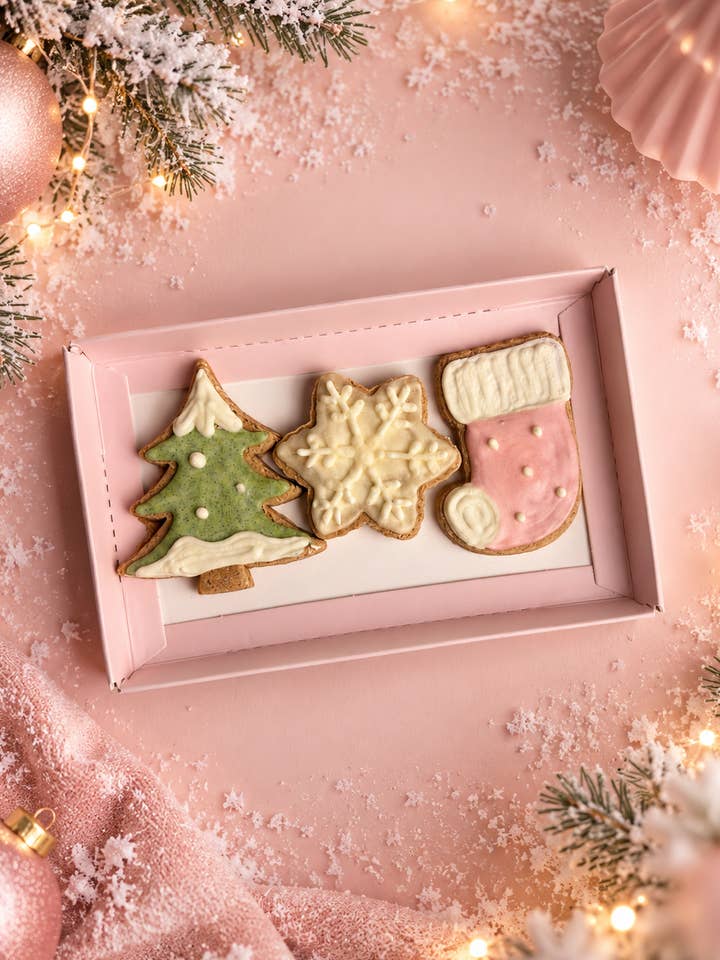 Trio de Noël — coffret de biscuits décorés · En tête a truffe — Précommande Noël