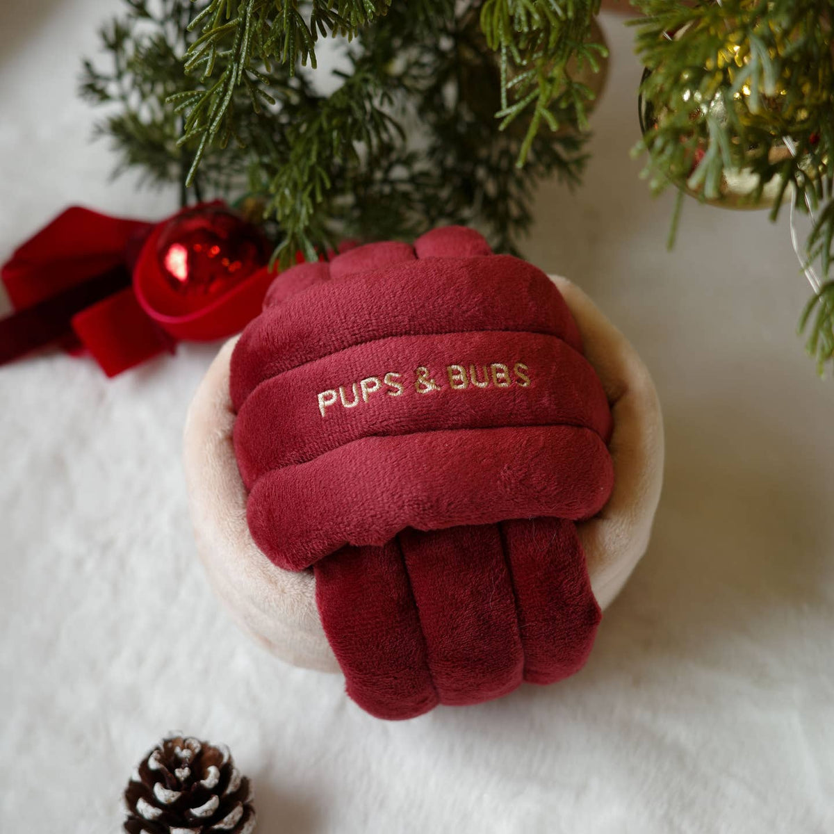 Jingle Knot — nœud de Noël à fouiller · Pups & Bubs — Précommande Noël
