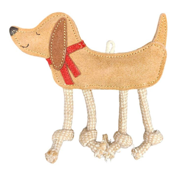 Petit chien à écharpe — jouet en daim · Funny Zoo — Précommande Noël