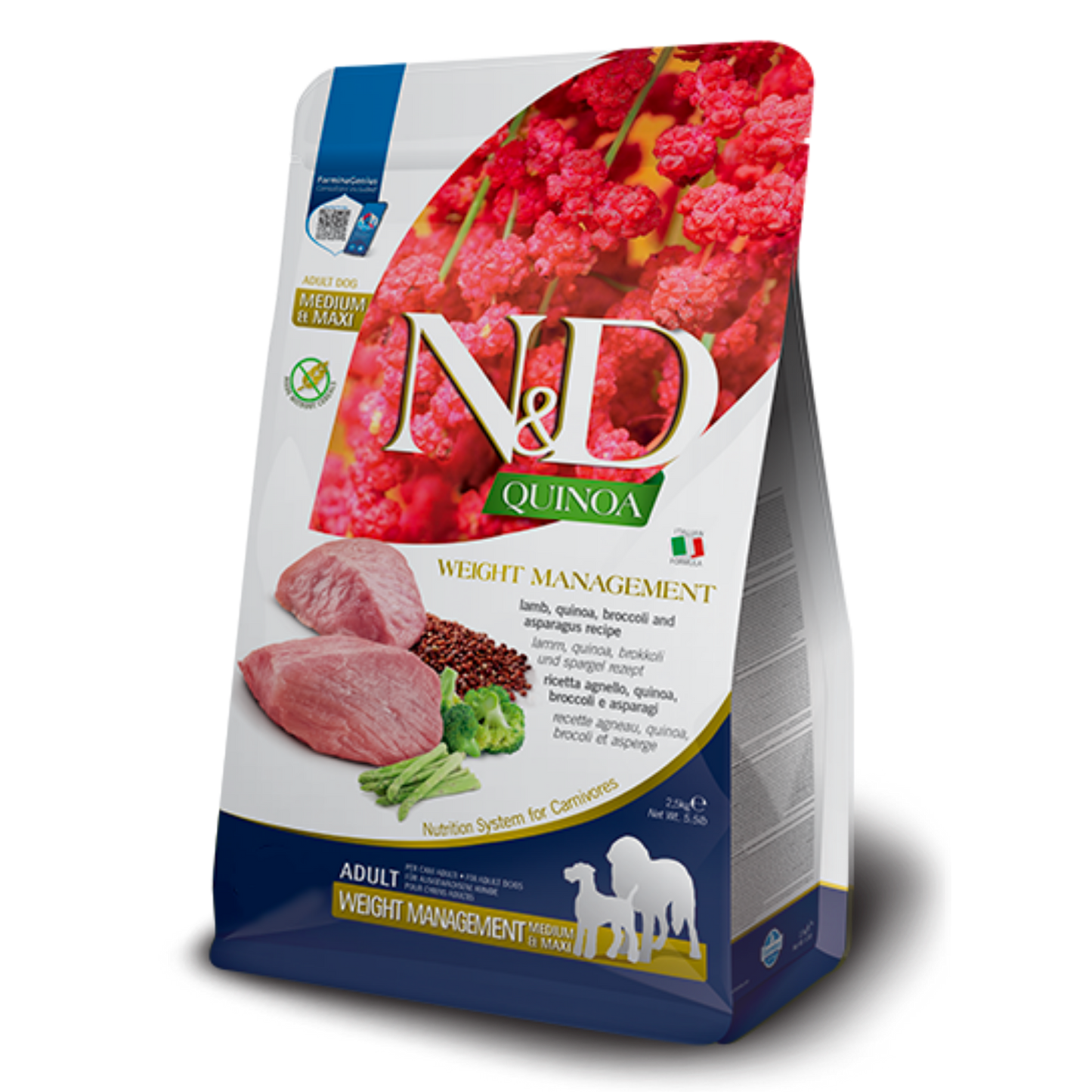 Farmina N&D quinoa obésité agneau medium/maxi 12KG