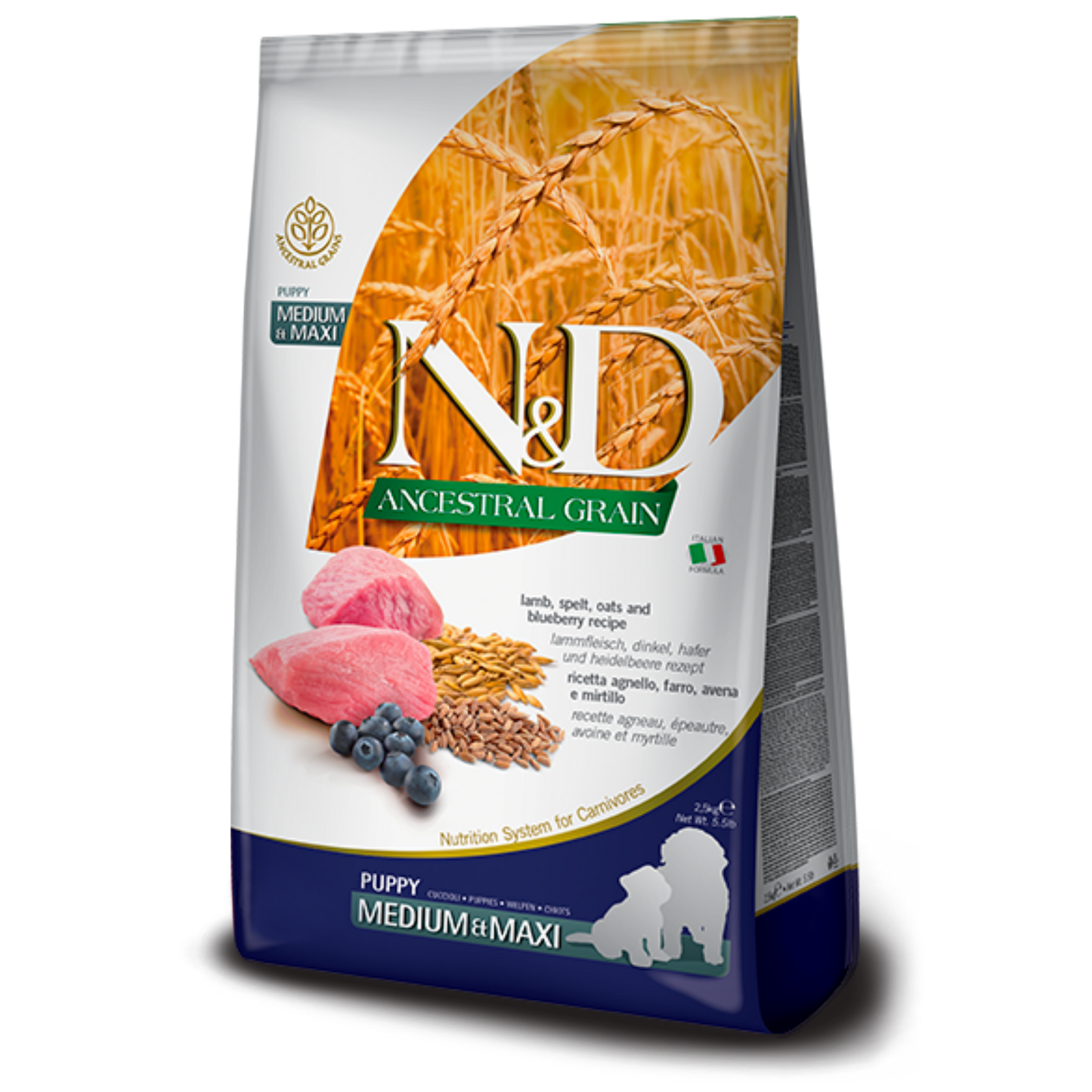Farmina N&D ancestral grain chiot medium/maxi agneau 12KG